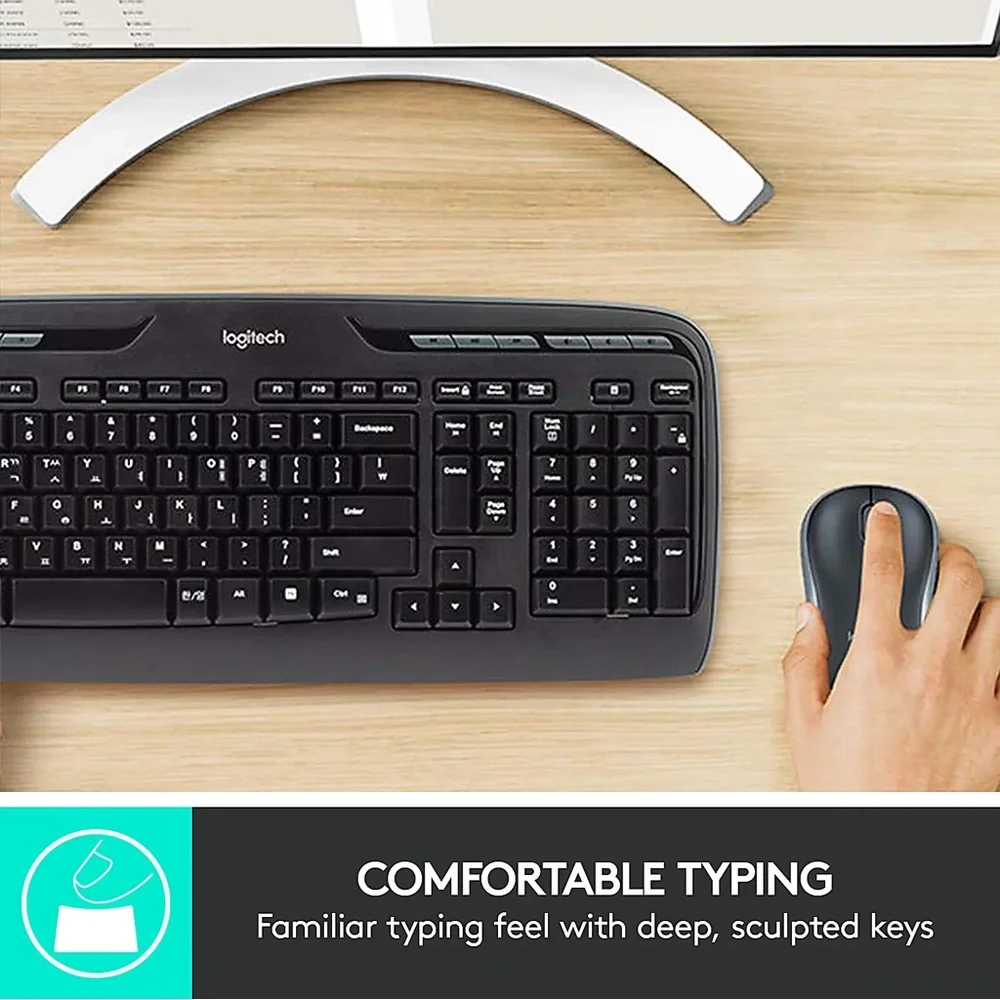 NEW Logitech®MK320 Wireless Straight Full-Size Keyboard (Black set)